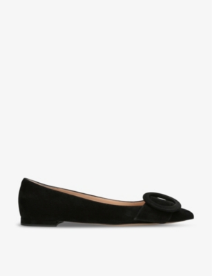 Gianvito Rossi Womens Black Venezia Buckle-embellished Suede Pumps