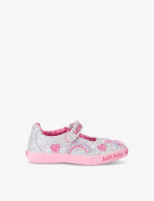 Shop Lelli Kelly Girls Silver Com Kids' Luce Unicorn-beaded Fabric Shoes