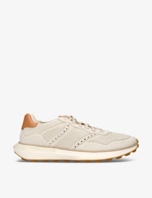 Shop Cole Haan Grandprø Ashland Stitchlite Panelled Woven Mid-top Trainers In Beige Comb