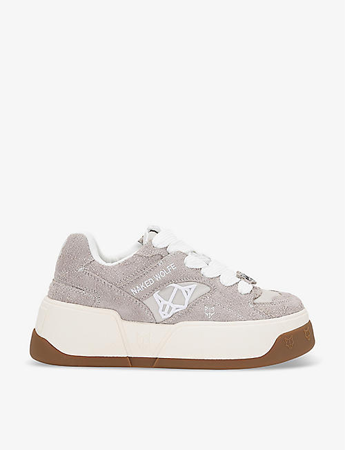 NAKED WOLFE: Crash chunky-sole suede low-top trainers