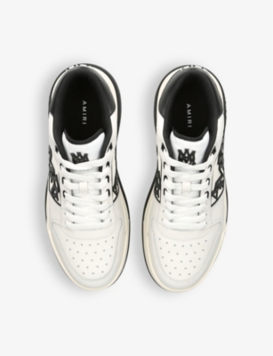 Amiri White Low Top Sneakers With Logo Patch On The Side And Contrasting Heel With Logo Lettering In Leath In White/blk
