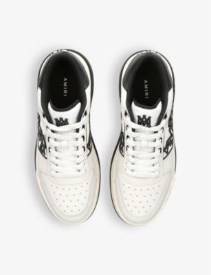 Shop Amiri Men's White/blk Classic Logo-embellished Leather Low-top Trainers