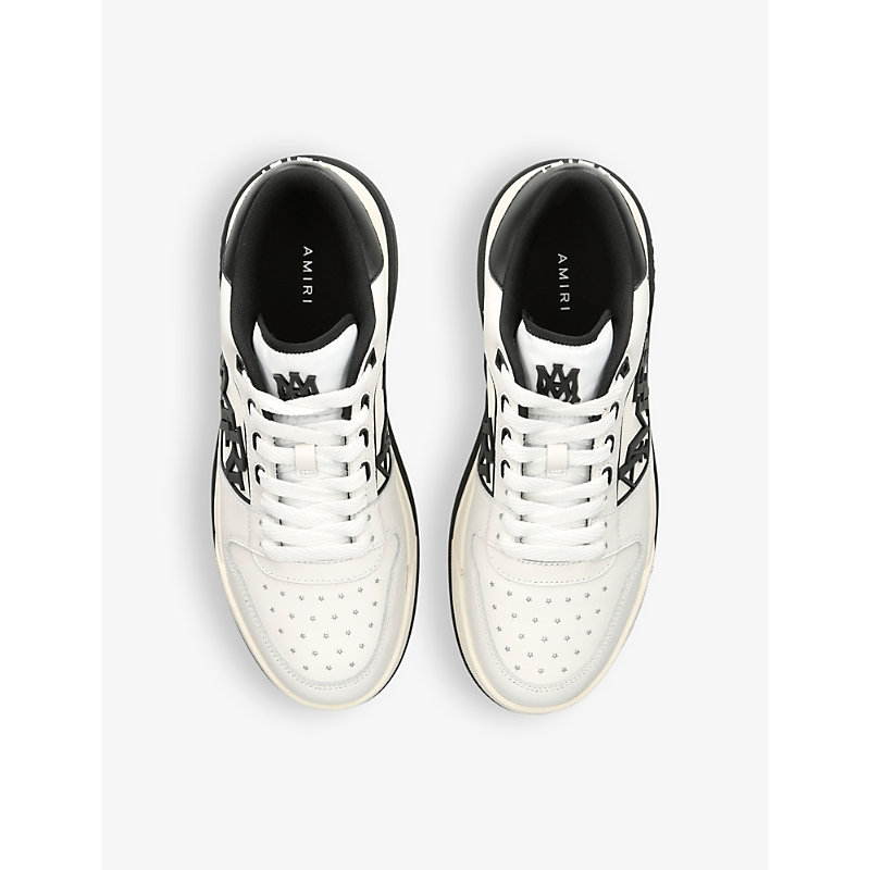 Shop Amiri Classic Logo-embellished Leather Low-top Trainers In White/blk