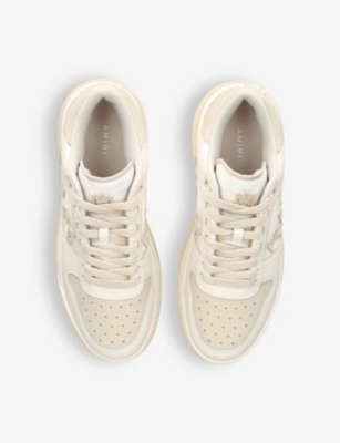 Shop Amiri Mens White/oth Classic Logo-embellished Leather Low-top Trainers