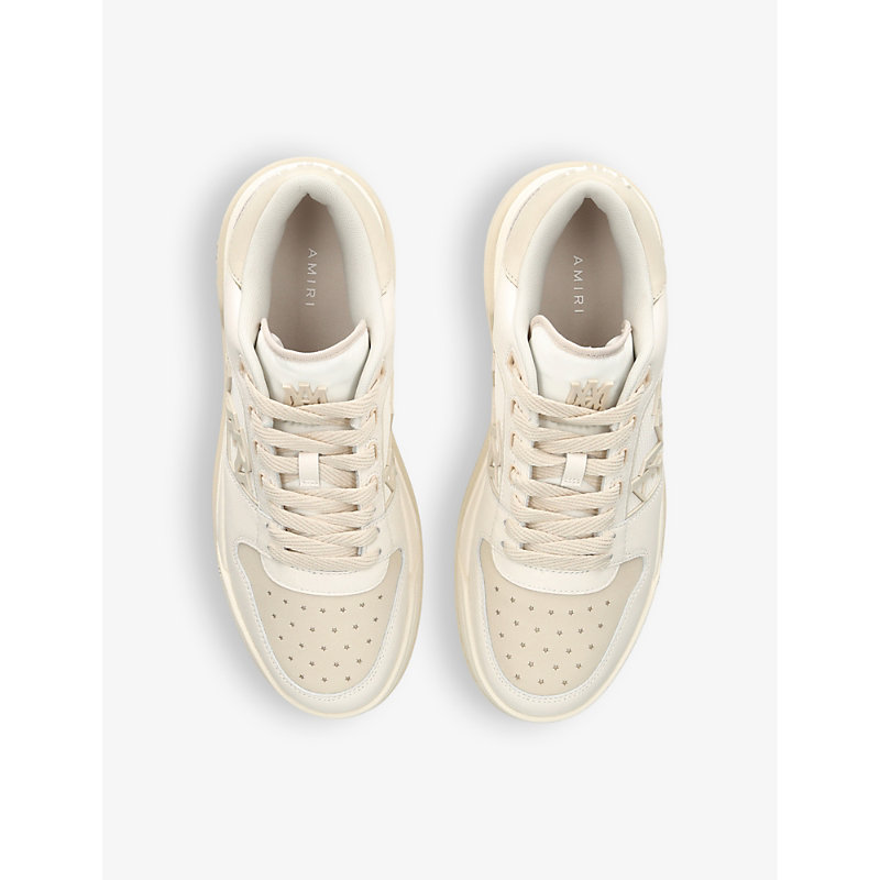 Shop Amiri Men's White/oth Classic Logo-embellished Leather Low-top Trainers