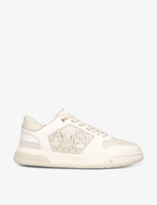 Shop Amiri Classic Logo-embellished Leather Low-top Trainers In White/oth