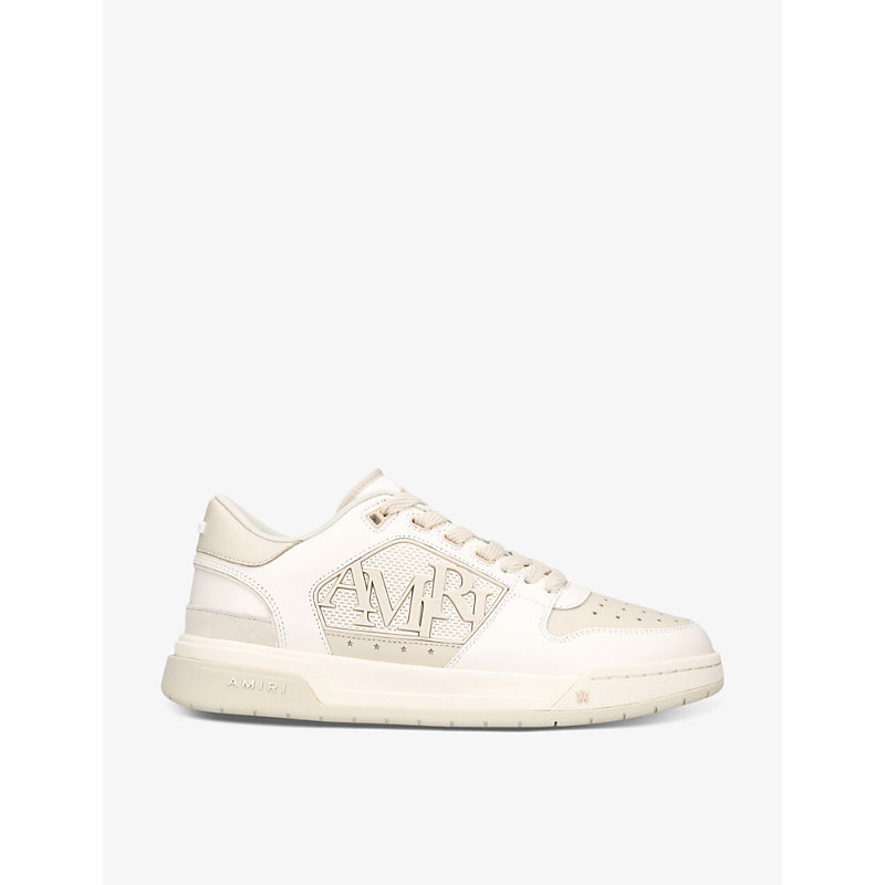 Shop Amiri Men's White/oth Classic Logo-embellished Leather Low-top Trainers