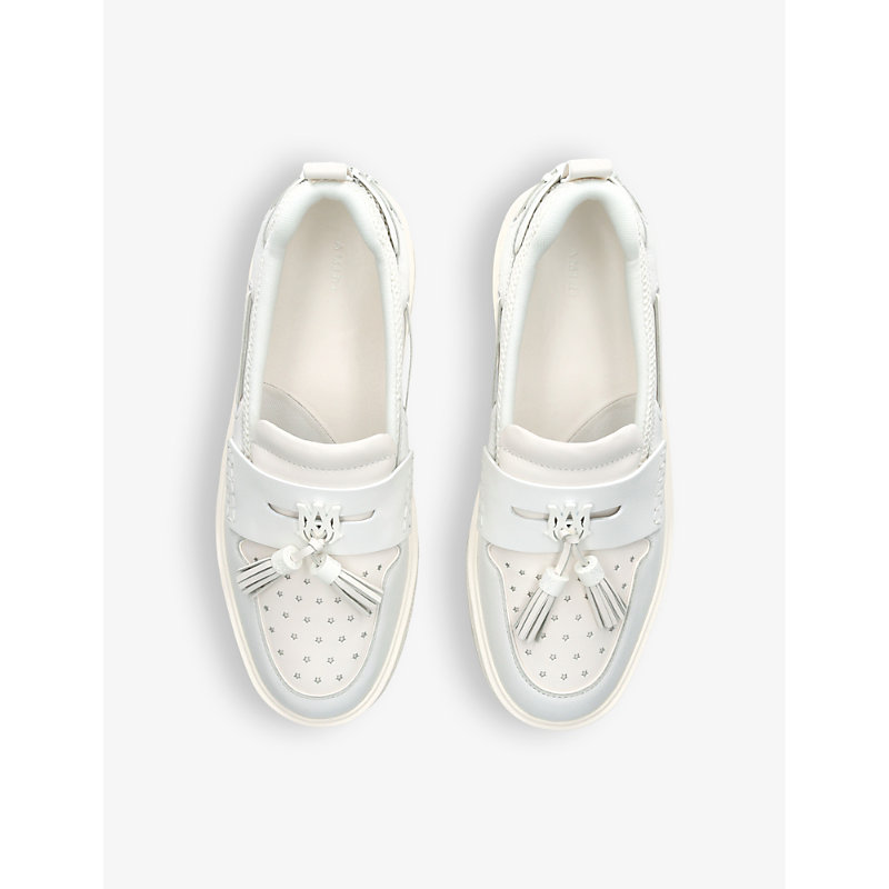 Shop Amiri Ma Tassel Hybrid Leather Loafers In White/oth
