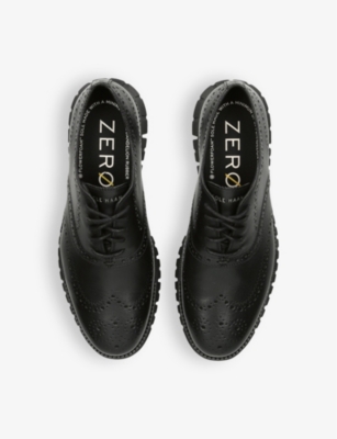 Shop Cole Haan Mens Black Zerøgrand Wingtip Leather Oxford Shoes