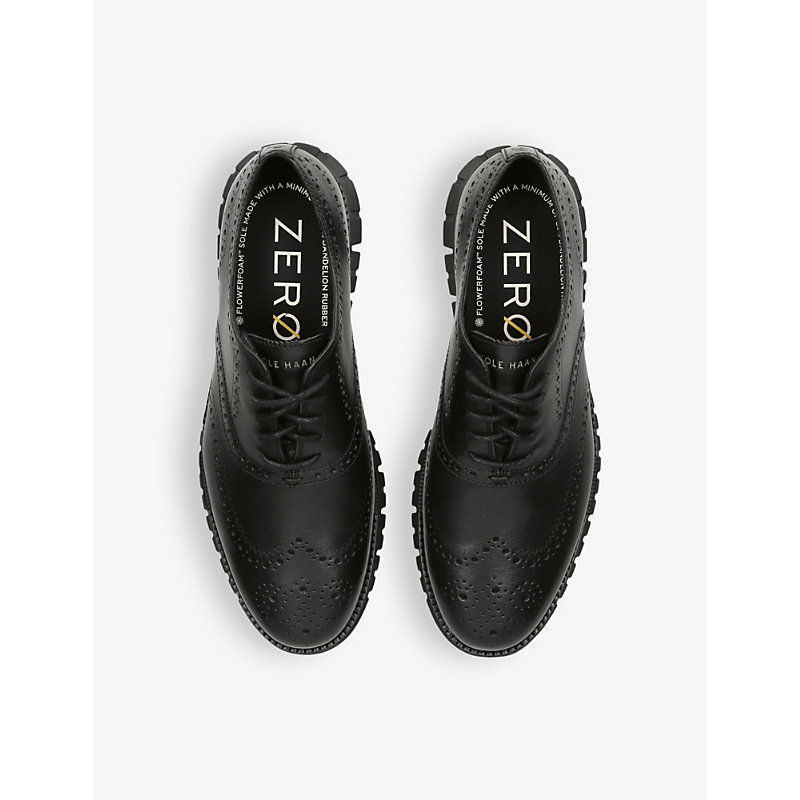 Shop Cole Haan Mens Black Zerøgrand Wingtip Leather Oxford Shoes