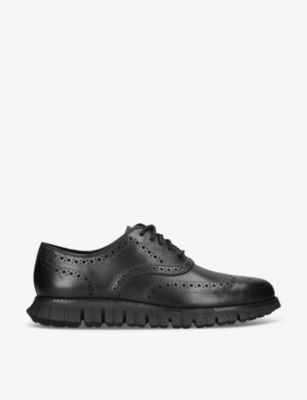 Shop Cole Haan Men's Black Zerøgrand Wingtip Leather Oxford Shoes