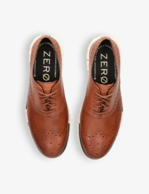 Shop Cole Haan Mens Tan Zerøgrand Wingtip Leather Oxford Shoes