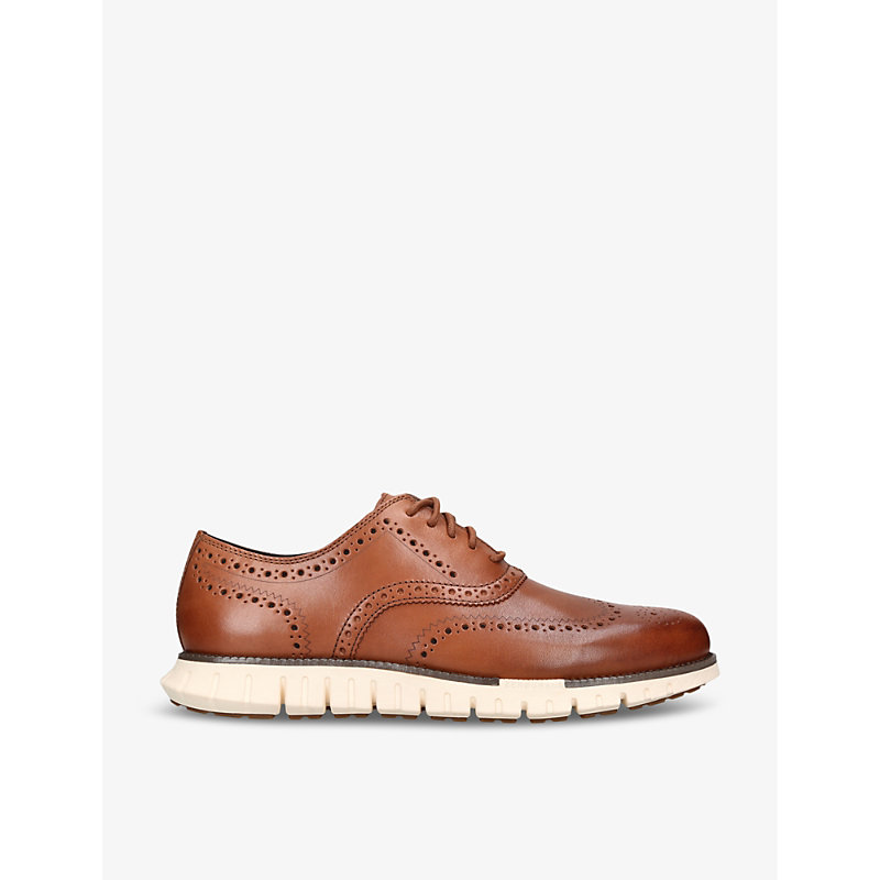 Shop Cole Haan Men's Tan Zerøgrand Wingtip Leather Oxford Shoes