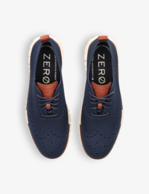 Shop Cole Haan Mens Vy Zerøgrand Wingtip Stitchlite Knitted Oxford Shoes In Navy