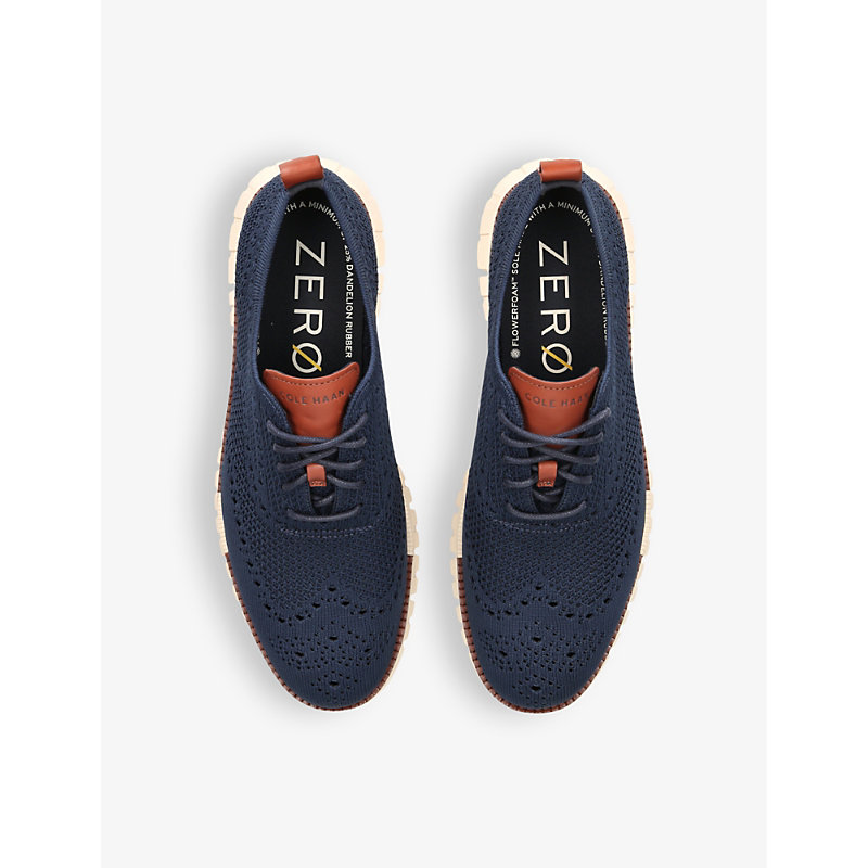 Shop Cole Haan Zerøgrand Wingtip Stitchlite Knitted Oxford Shoes In Navy