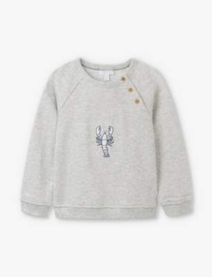 THE LITTLE WHITE COMPANY: Lobster-embroidered long-sleeve organic-cotton sweatshirt 0-18 months