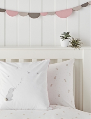 THE LITTLE WHITE COMPANY: Sleepy Bunny Graphic-Print Cotton-Blend Single-Bed Set