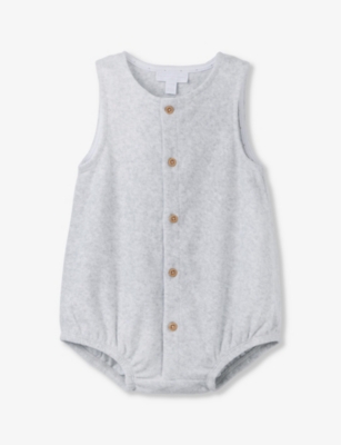 THE LITTLE WHITE COMPANY: button-down sleeveless organic-cotton romper 0-24 months