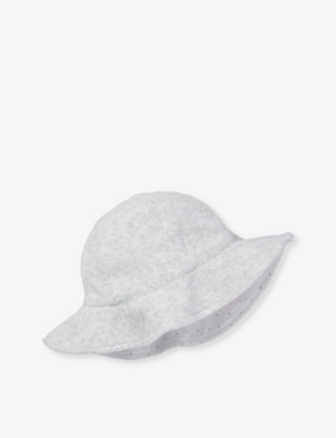 THE LITTLE WHITE COMPANY: Polka-dot wide-brim reversible organic-cotton hat 0-24 months