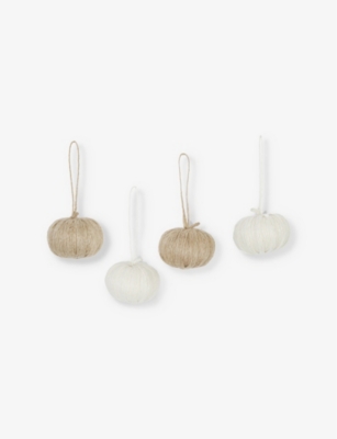THE WHITE COMPANY: Pumpkin jute ornaments set of four