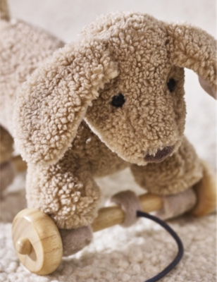 THE LITTLE WHITE COMPANY: Pull-along borg dog toy 23cm