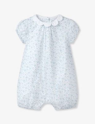 THE LITTLE WHITE COMPANY: Margot floral-print scalloped-trim organic-cotton romper 0-24 months