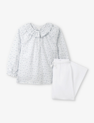 THE LITTLE WHITE COMPANY: Margot floral-print organic-cotton two-piece set 18 months-6 years
