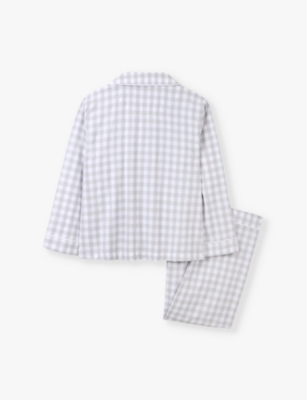 THE LITTLE WHITE COMPANY: Brushed-flannel gingham-print organic-cotton pyjamas 7-12 years