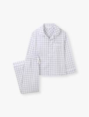 THE LITTLE WHITE COMPANY: Brushed-flannel gingham-print organic-cotton pyjamas 7-12 years