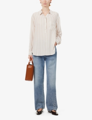 Shop Rails Women's Natural Stripe Elle Stripe-print Relaxed Fit Shirt