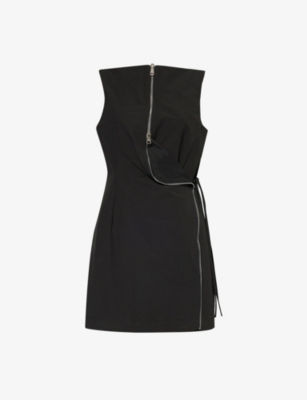 Wynn Hamlyn Womens Black Lucie Abstract-zipper Cotton-blend Mini Dress