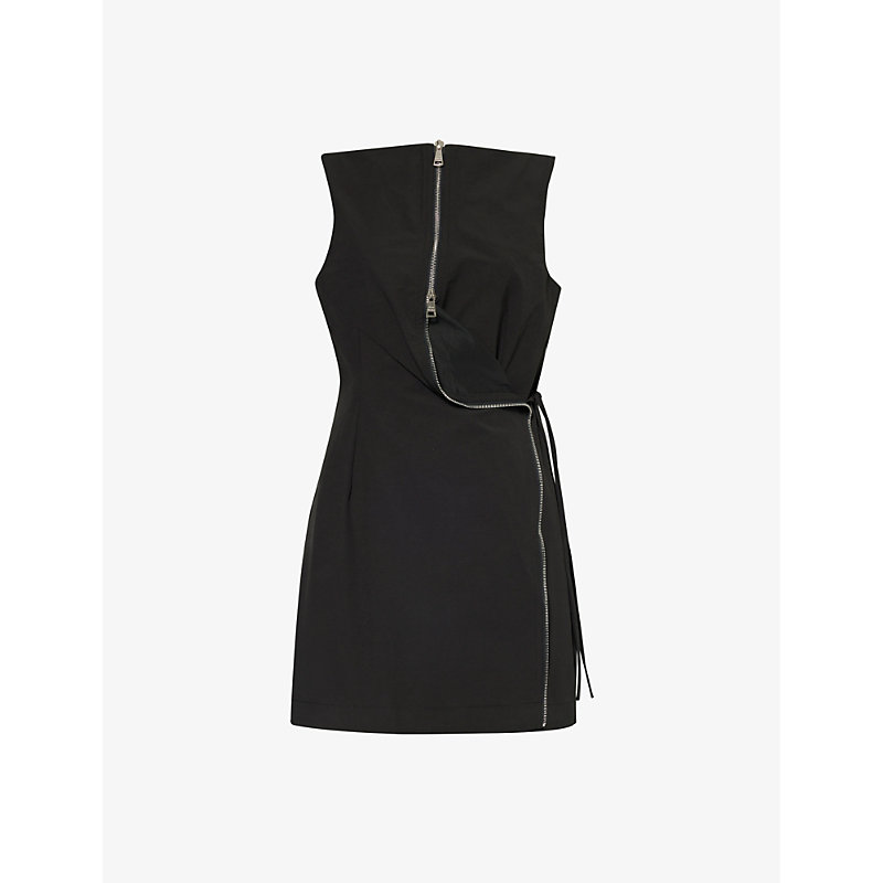 Wynn Hamlyn Womens Black Lucie Abstract-zipper Cotton-blend Mini Dress