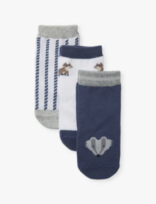 The Little White Company Babies' Dland Organic-cotton Socks Pack Of Three 0-6 Year In Multi