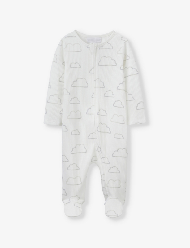 Cloud-print zip-up organic-cotton sleepsuit 0-24 months