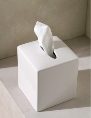 THE WHITE COMPANY: Morston cube stoneware tissue box cover 16cm