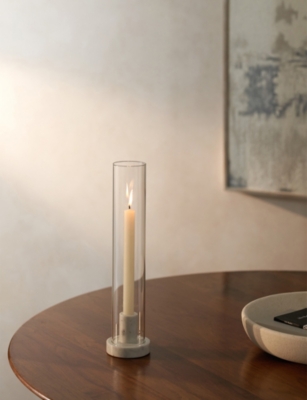 THE WHITE COMPANY: Tall Glass Hurricane Candle Holder 37cm