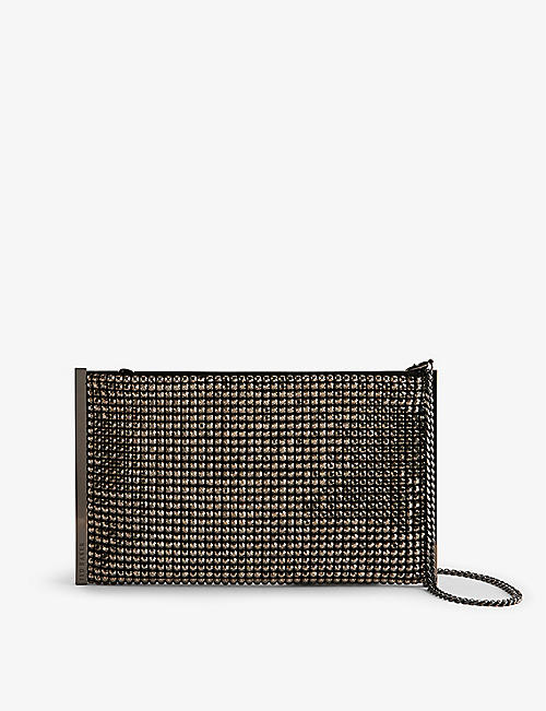 TED BAKER: Glitzze crystal-embellished woven cross-body bag