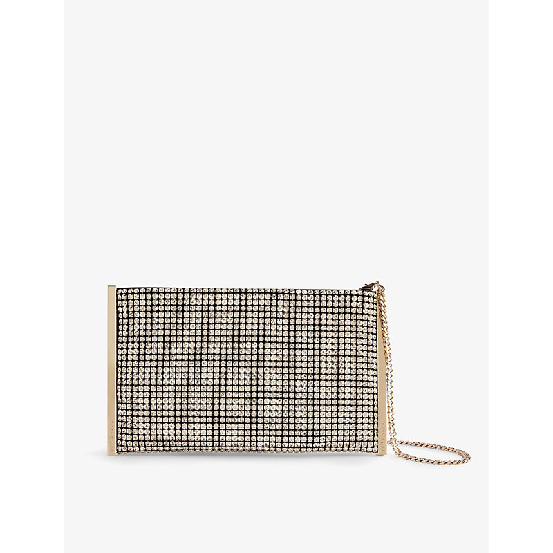 Shop Ted Baker Glitzze Crystal-embellished Woven Cross-body Bag In Silver