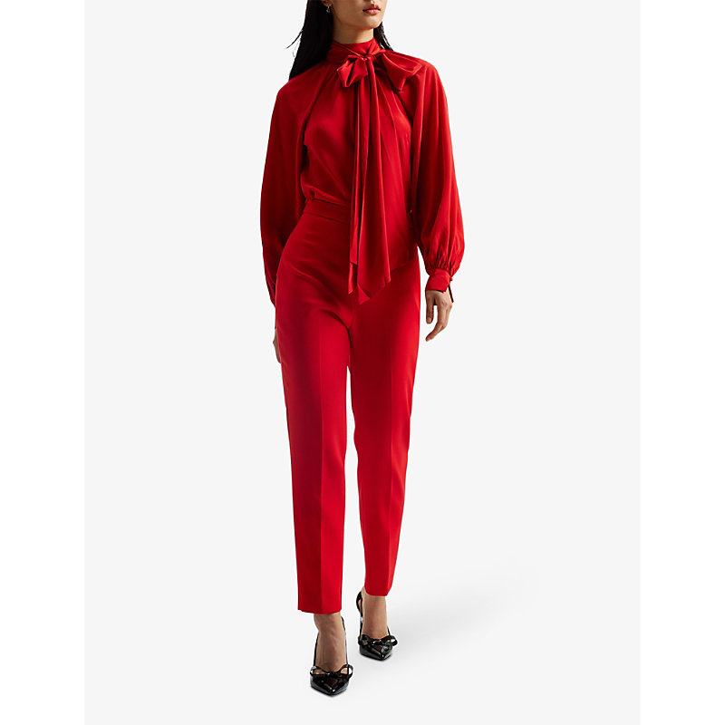 Shop Ted Baker Manabut Slim-fit High-rise Stretch-woven Trousers In Red