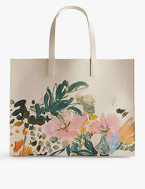TED BAKER: Meadcon painted-meadow logo-debossed faux-leather tote