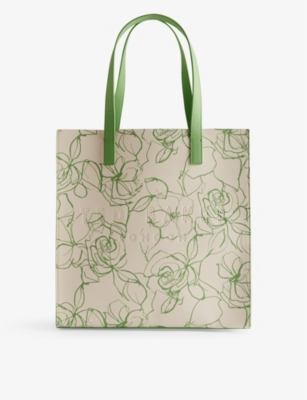 TED BAKER: Linicon floral-print logo-debossed faux-leather tote