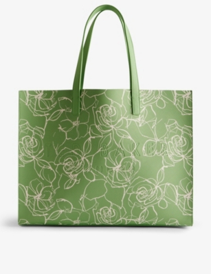 Ted Baker Womens Lt-green Linacon Floral-print Faux-leather Tote Bag