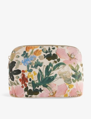 TED BAKER: Alisini logo-debossed floral-print faux-leather washbag
