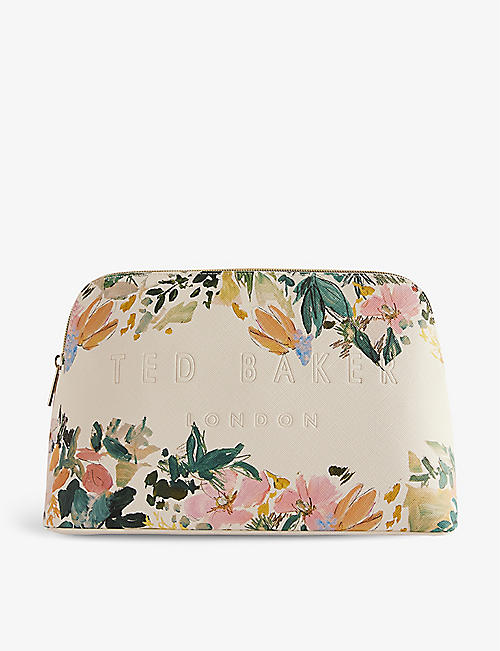 TED BAKER: Alisini large floral-print logo-debossed faux-leather wash bag