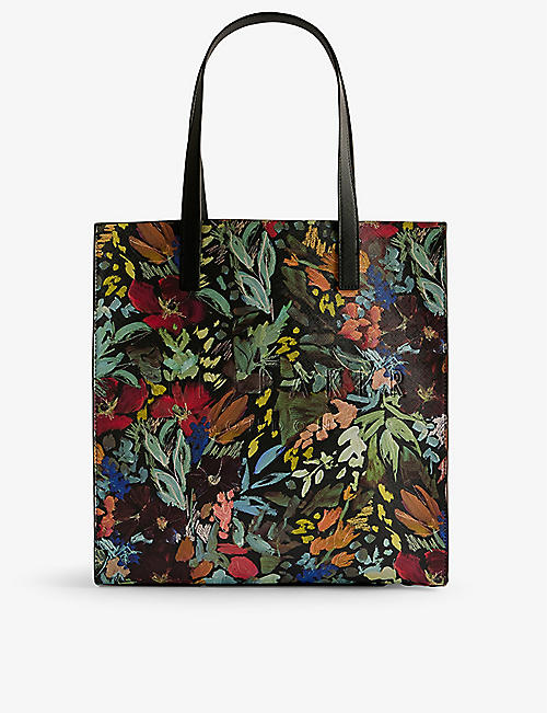 TED BAKER: Beikon large painted-meadow faux-leather tote bag