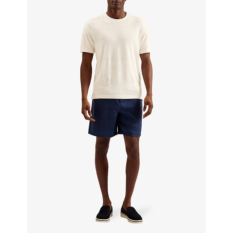 Shop Ted Baker Mens Stone Flinlo Regular-fit Short-sleeve Linen T-shirt