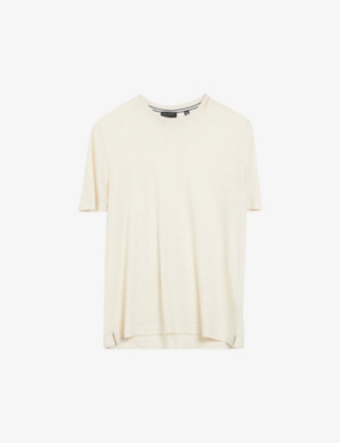 Ted Baker Mens Stone Flinlo Regular-fit Short-sleeve Linen T-shirt