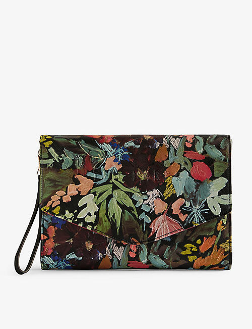 TED BAKER: Beinina floral-print faux-leather clutch
