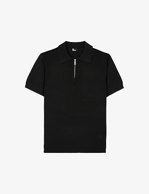 THE KOOPLES: Zip-neck regular-fit knitted polo T-shirt