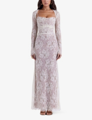 HOUSE OF CB: Artemis corseted lace maxi dress
